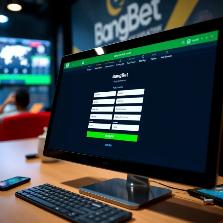 Screenshot of the BangBet registration page showing fields for user details on a desktop screen