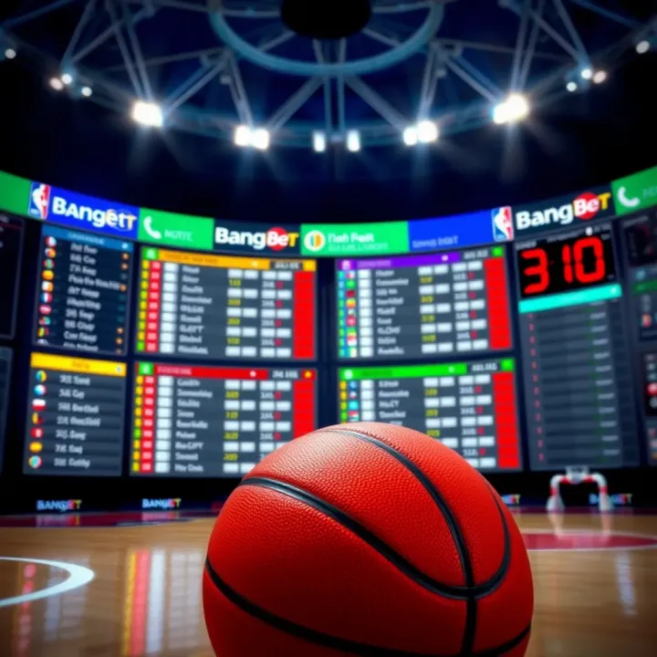 Illustration showing various basketball betting markets on BangBet platform