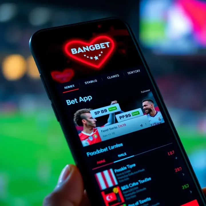 Mobile phone displaying Bangbet betting app interface with sports events and odds