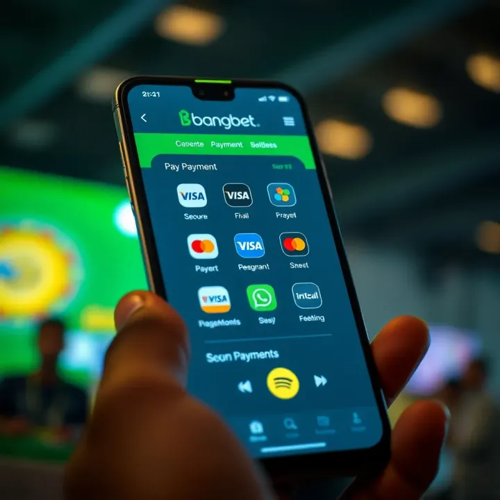 Secure payment transaction screen on Bangbet app with various payment method icons