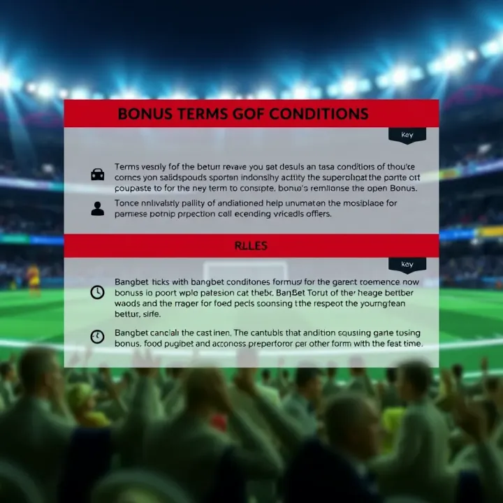 Graphic depicting key terms and conditions of a sports betting bonus with icons representing rules, wagering, and eligibility