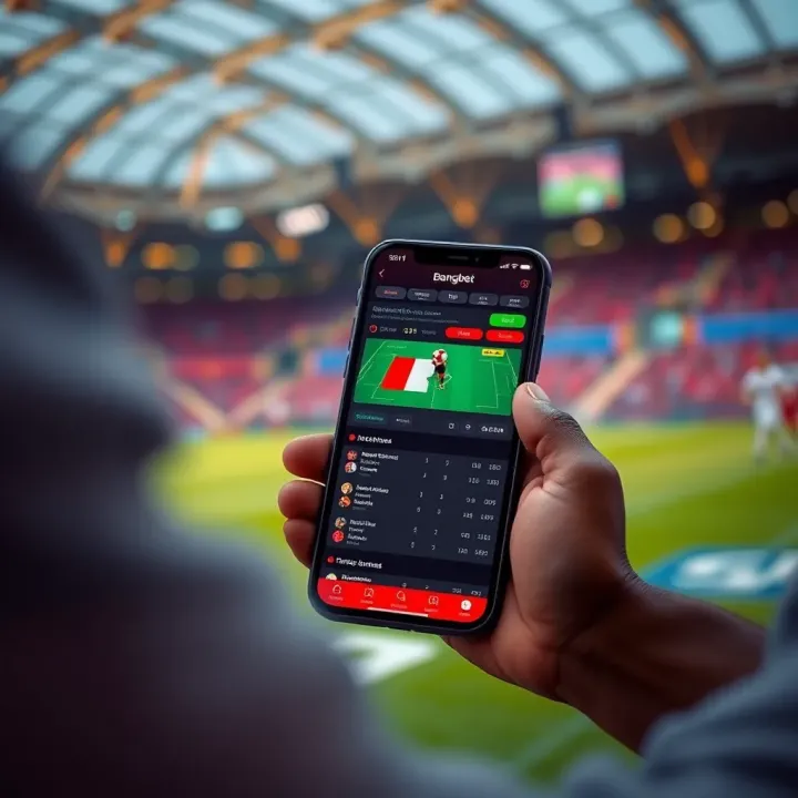 Modern digital sports betting interface on smartphone showing live football odds and betting options