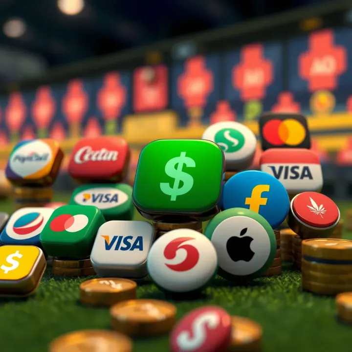 Illustration of various digital payment icons representing fast and reliable transaction options