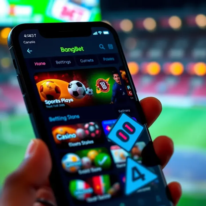 Mobile phone displaying BangBet Kenya app interface with sports betting options