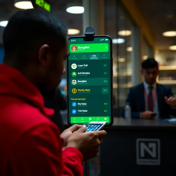 User making a secure transaction within BangBet Kenya app for sports betting