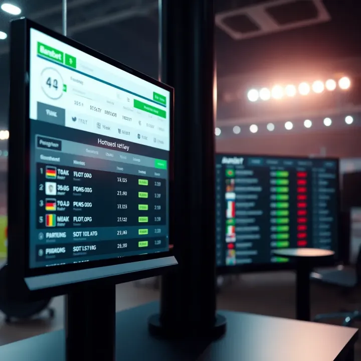 Digital interface displaying sports betting options and statistics for football matches
