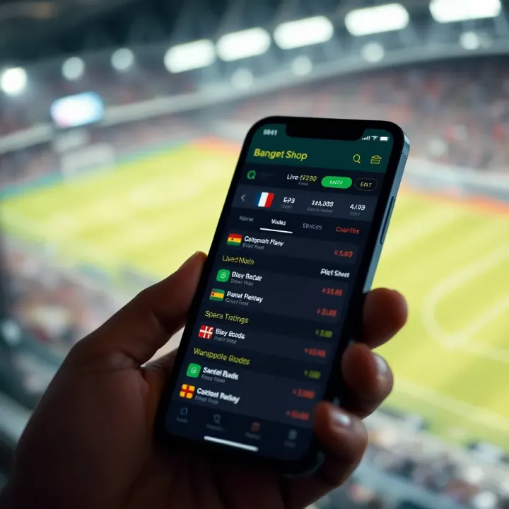 Mobile phone displaying the Bangbet Shop Mobile sports betting interface with live match odds