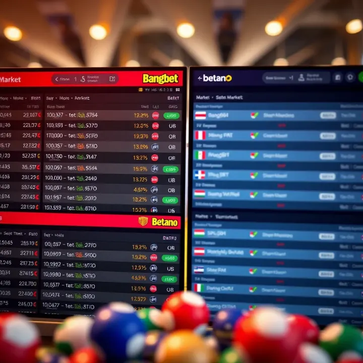 Comparison of betting options and markets available on Bangbet and Betano platforms