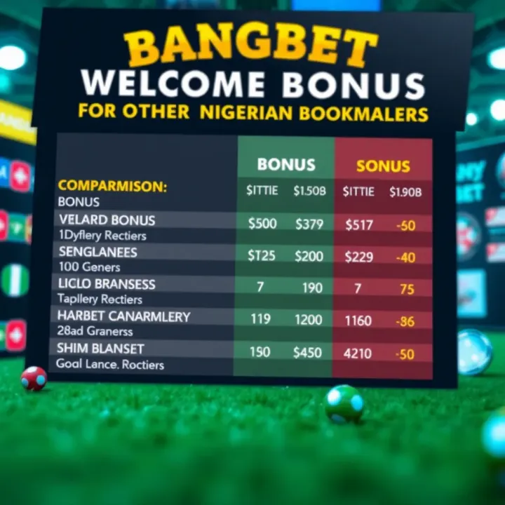 Comparison chart showing bonus offers from different Nigerian bookmakers with emphasis on Bangbet's competitive advantages