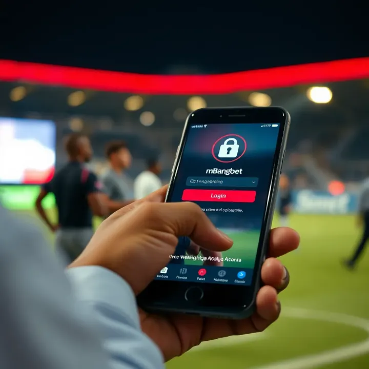 User accessing the m BangBet platform through a secure login interface on a mobile device