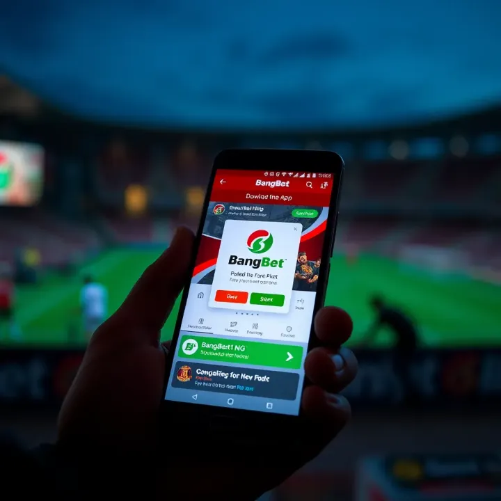 Android smartphone showing BangBet NG app download screen
