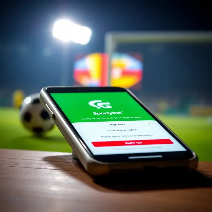 User interface showing Sportybet registration screen on mobile device
