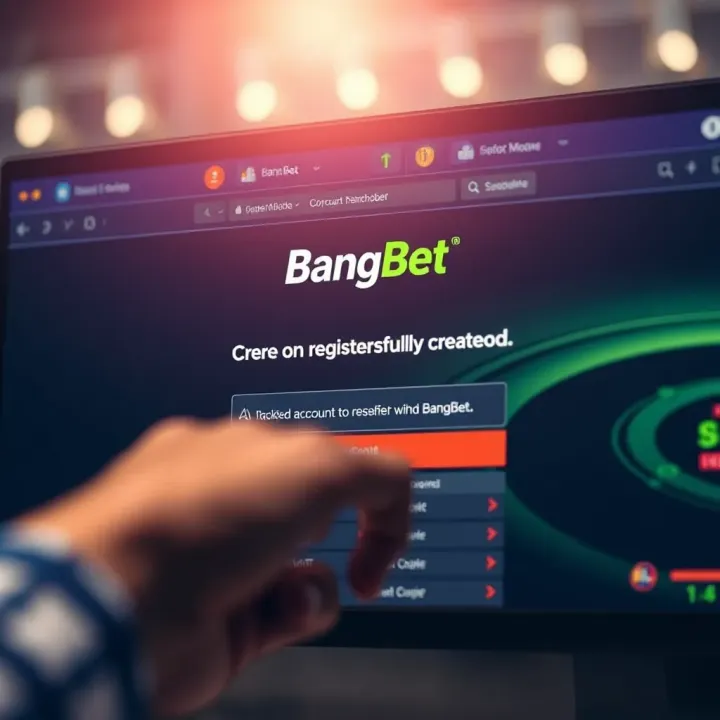 Confirmation screen showing successful account creation on BangBet site