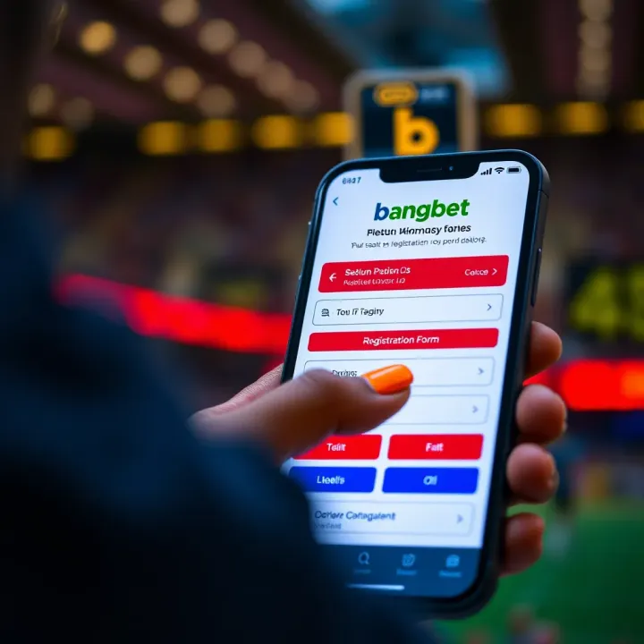 User filling out registration form on BangBet mobile app