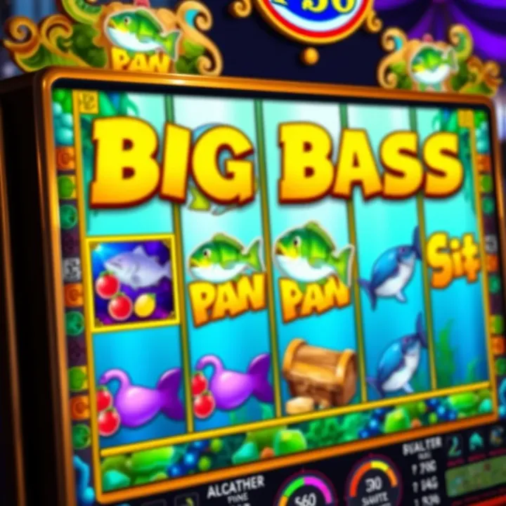 Screenshot of Big Bass Bonanza slot game interface with vibrant aquatic theme and reels featuring fish and treasure icons